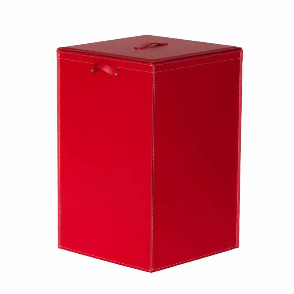 Wasmand op een vierkante basis Leather David, gemaakt in Italië Viadurini