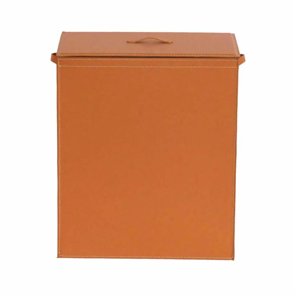 Wasmand in leer met een rechthoekige basis ontwerp Peter Viadurini