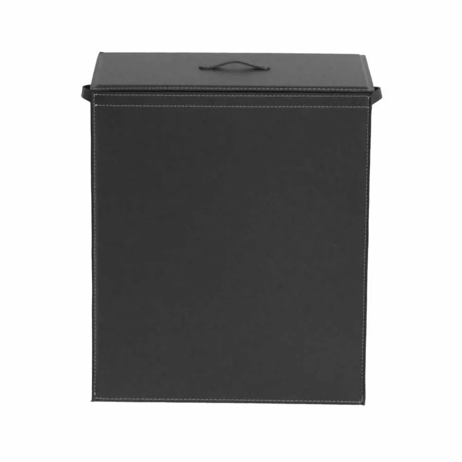 Wasmand in leer met een rechthoekige basis ontwerp Peter Viadurini