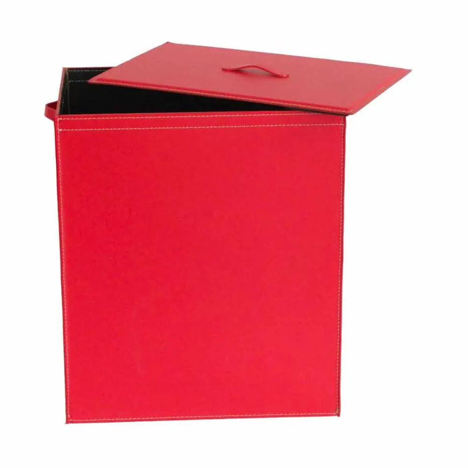 Wasmand in leer met een rechthoekige basis ontwerp Peter Viadurini