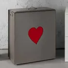 Eigentijdse lederen wasmand gemaakt in Italië Adele, hartinzet Viadurini