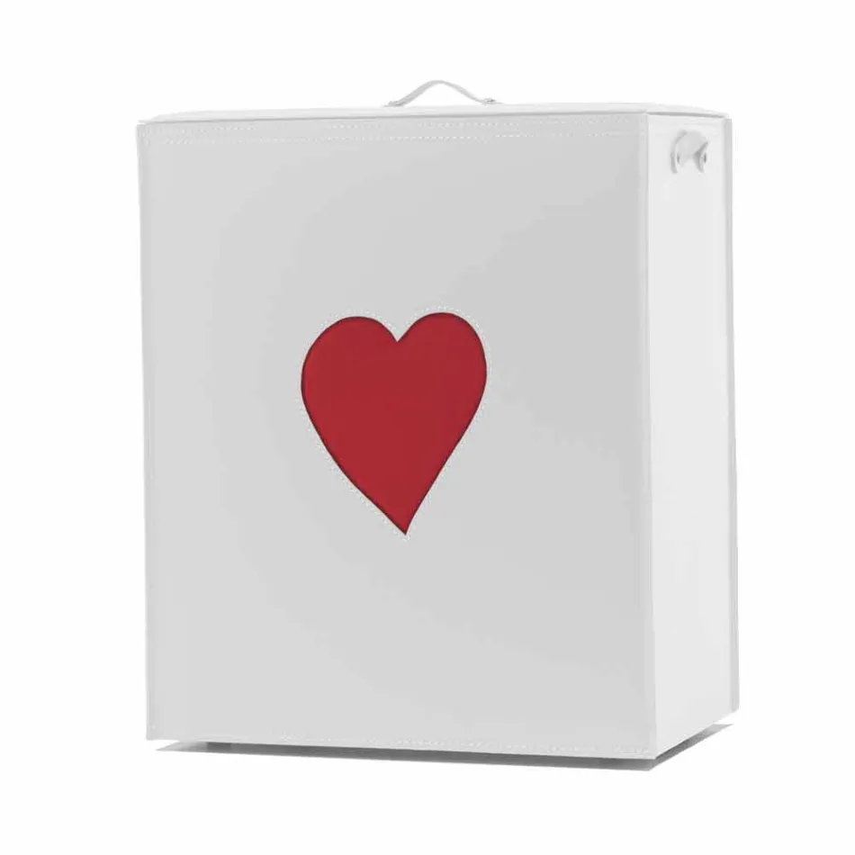 Eigentijdse lederen wasmand gemaakt in Italië Adele, hartinzet Viadurini