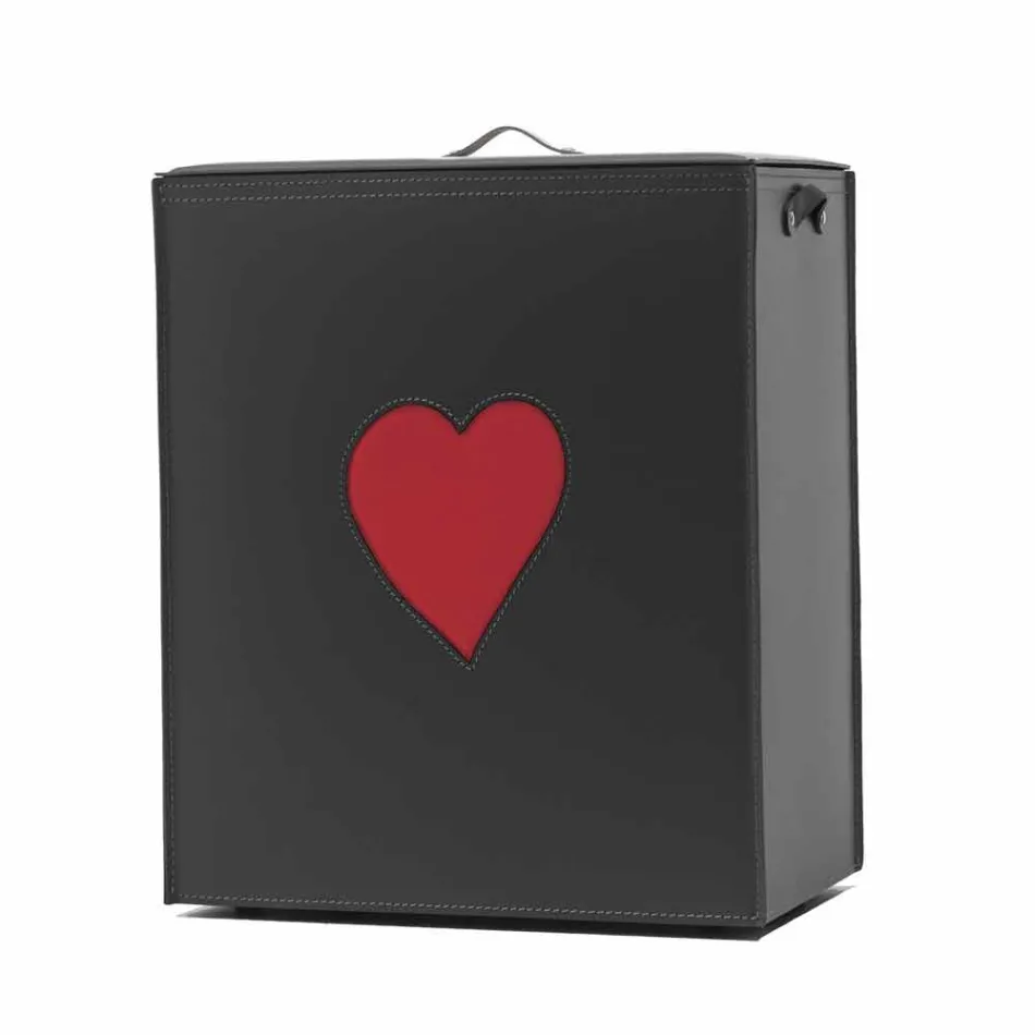 Eigentijdse lederen wasmand gemaakt in Italië Adele, hartinzet Viadurini