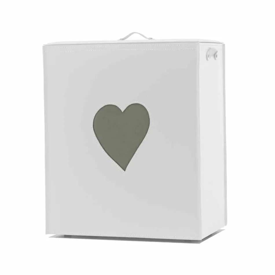 Eigentijdse lederen wasmand gemaakt in Italië Adele, hartinzet Viadurini