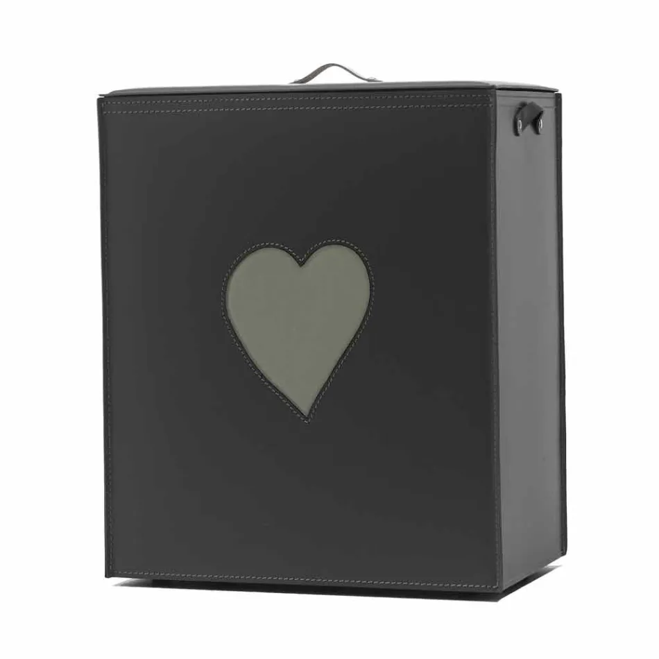 Eigentijdse lederen wasmand gemaakt in Italië Adele, hartinzet Viadurini