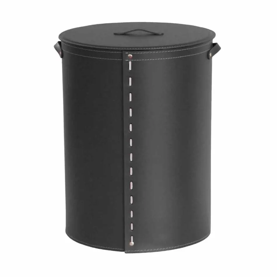 Ovale wasmand in Riky geregenereerd leer gemaakt in Italië Viadurini