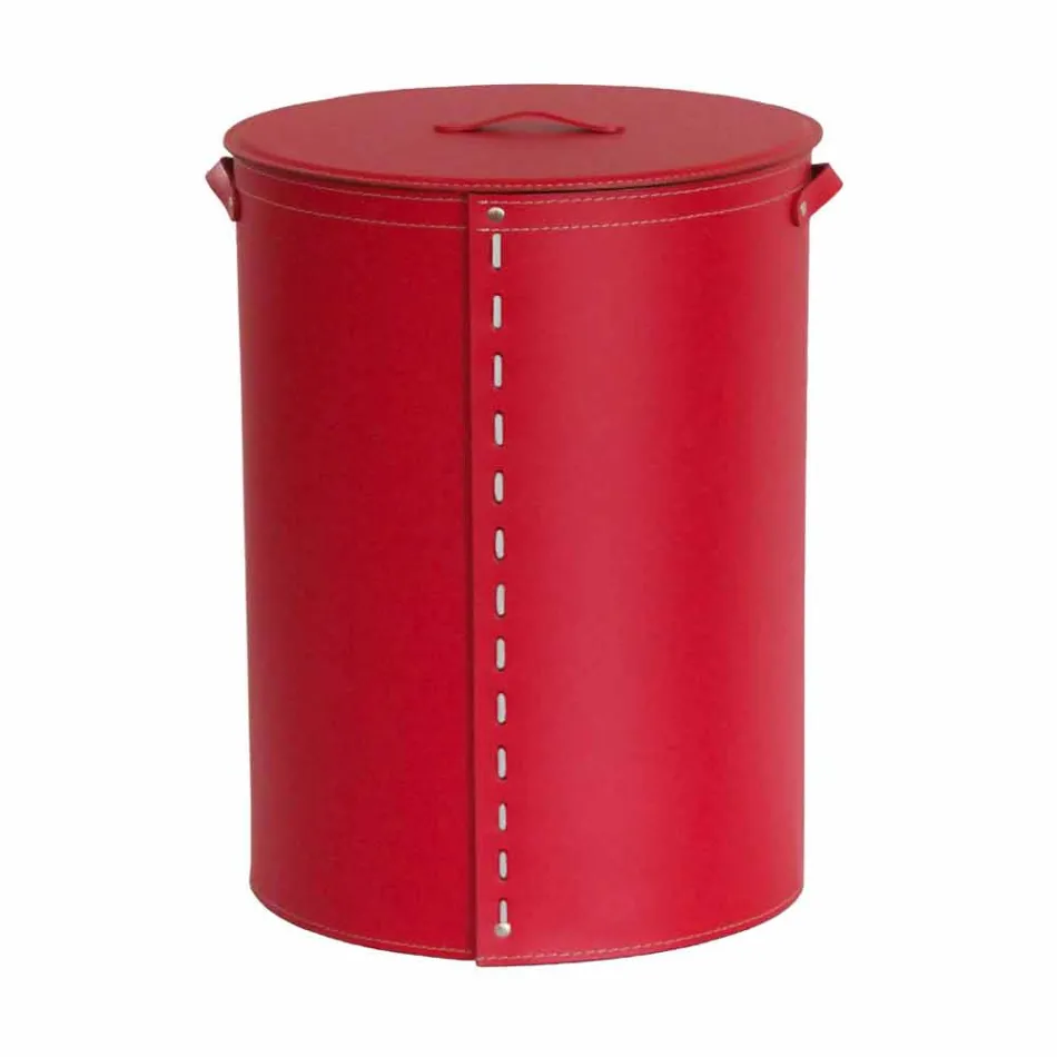 Ovale wasmand in Riky geregenereerd leer gemaakt in Italië Viadurini