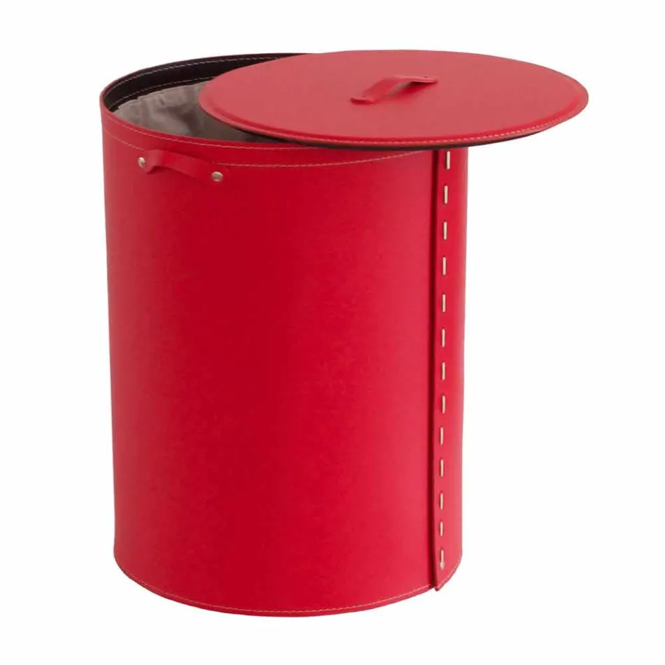 Ovale wasmand in Riky geregenereerd leer gemaakt in Italië Viadurini