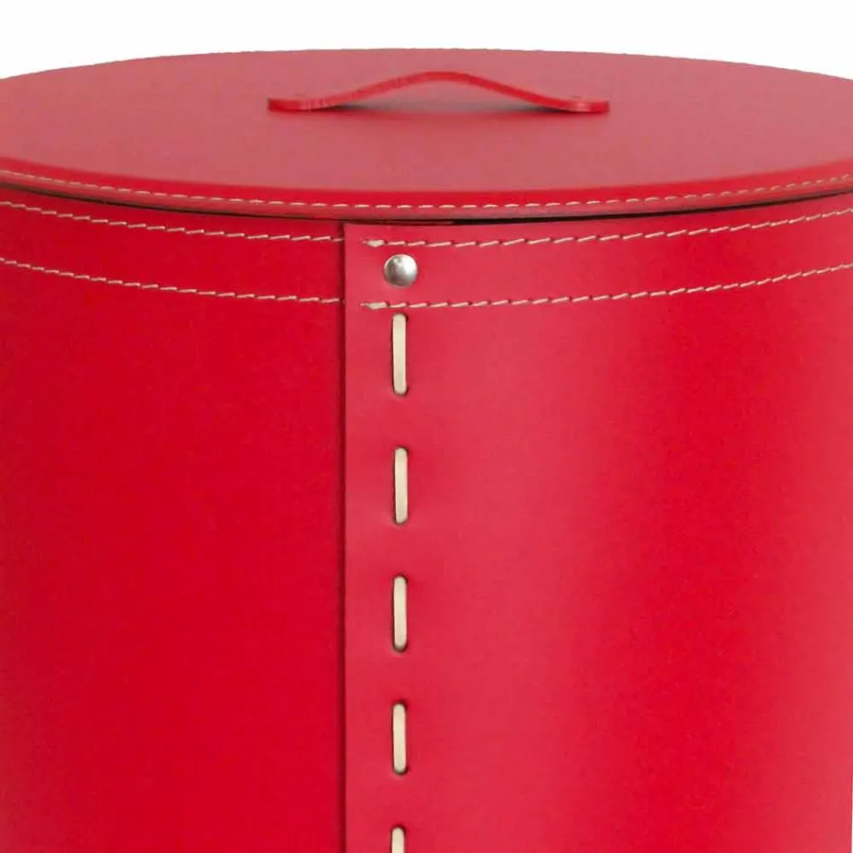 Ovale wasmand in Riky geregenereerd leer gemaakt in Italië Viadurini