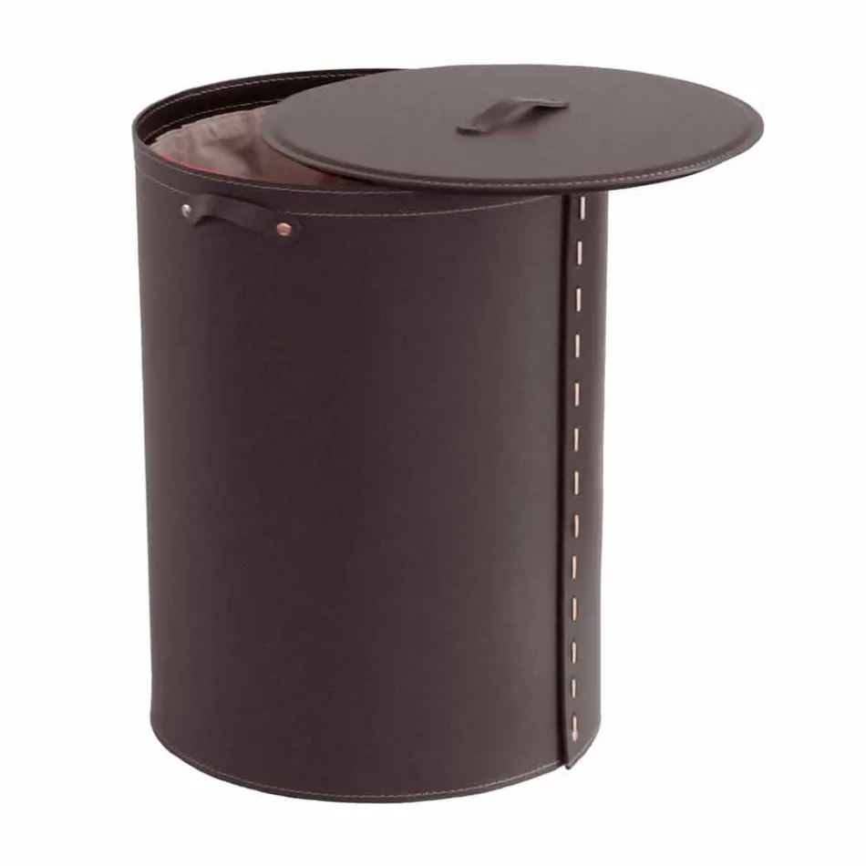 Ovale wasmand in Riky geregenereerd leer gemaakt in Italië Viadurini