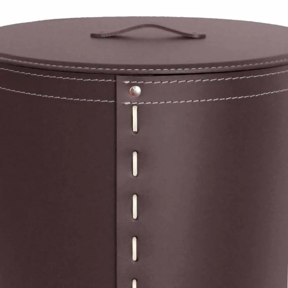 Ovale wasmand in Riky geregenereerd leer gemaakt in Italië Viadurini