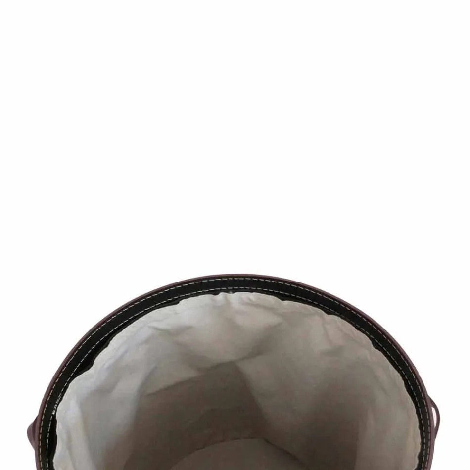 Ovale wasmand in Riky geregenereerd leer gemaakt in Italië Viadurini