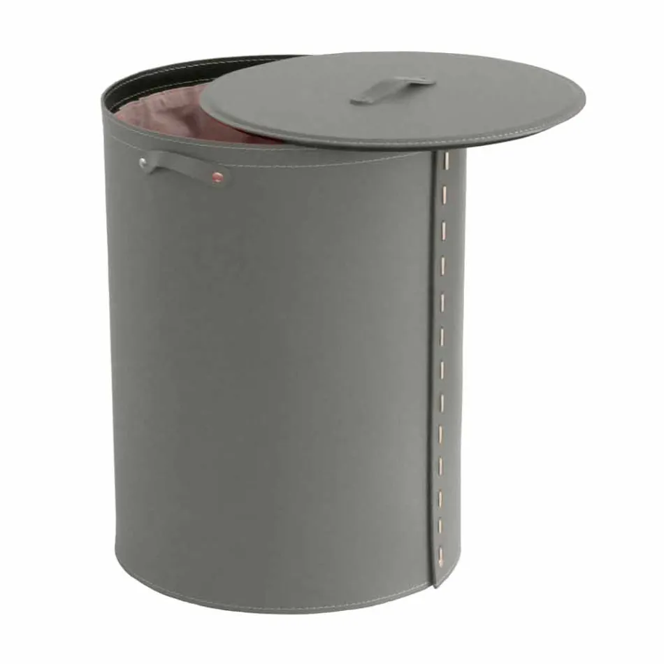 Ovale wasmand in Riky geregenereerd leer gemaakt in Italië Viadurini