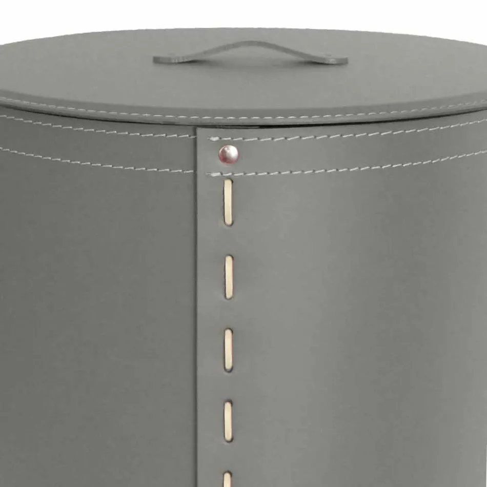 Ovale wasmand in Riky geregenereerd leer gemaakt in Italië Viadurini