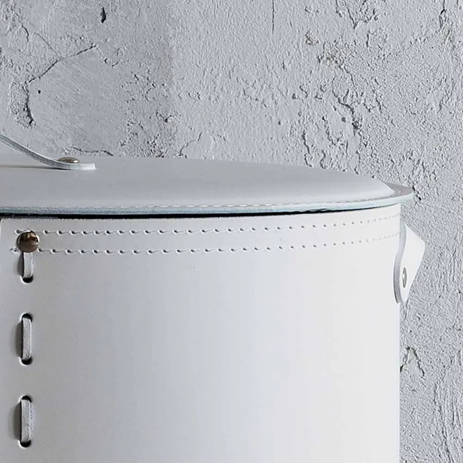 Ovale wasmand in Riky geregenereerd leer gemaakt in Italië Viadurini