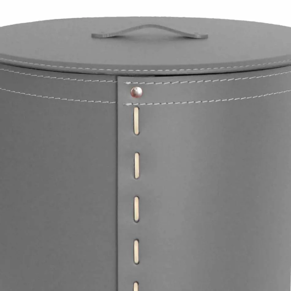 Ovale wasmand in Riky geregenereerd leer gemaakt in Italië Viadurini