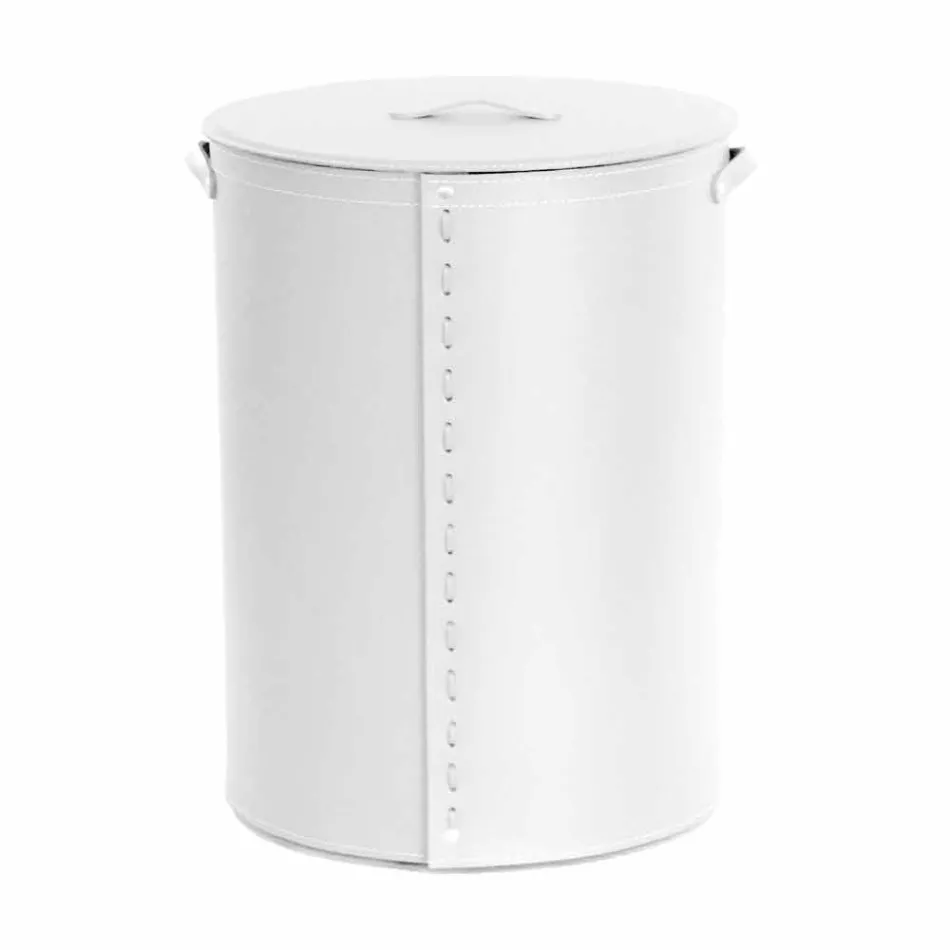 Ovale wasmand in Riky geregenereerd leer gemaakt in Italië Viadurini