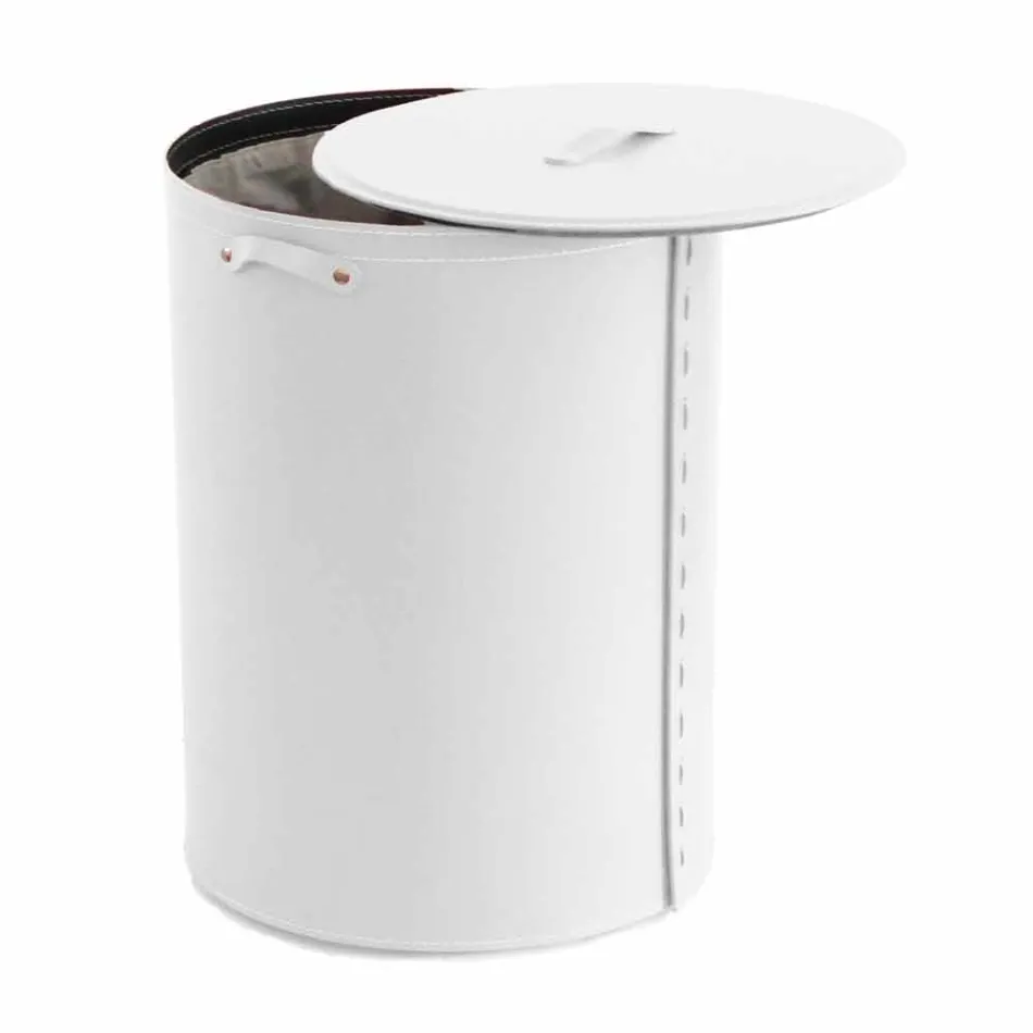 Ovale wasmand in Riky geregenereerd leer gemaakt in Italië Viadurini