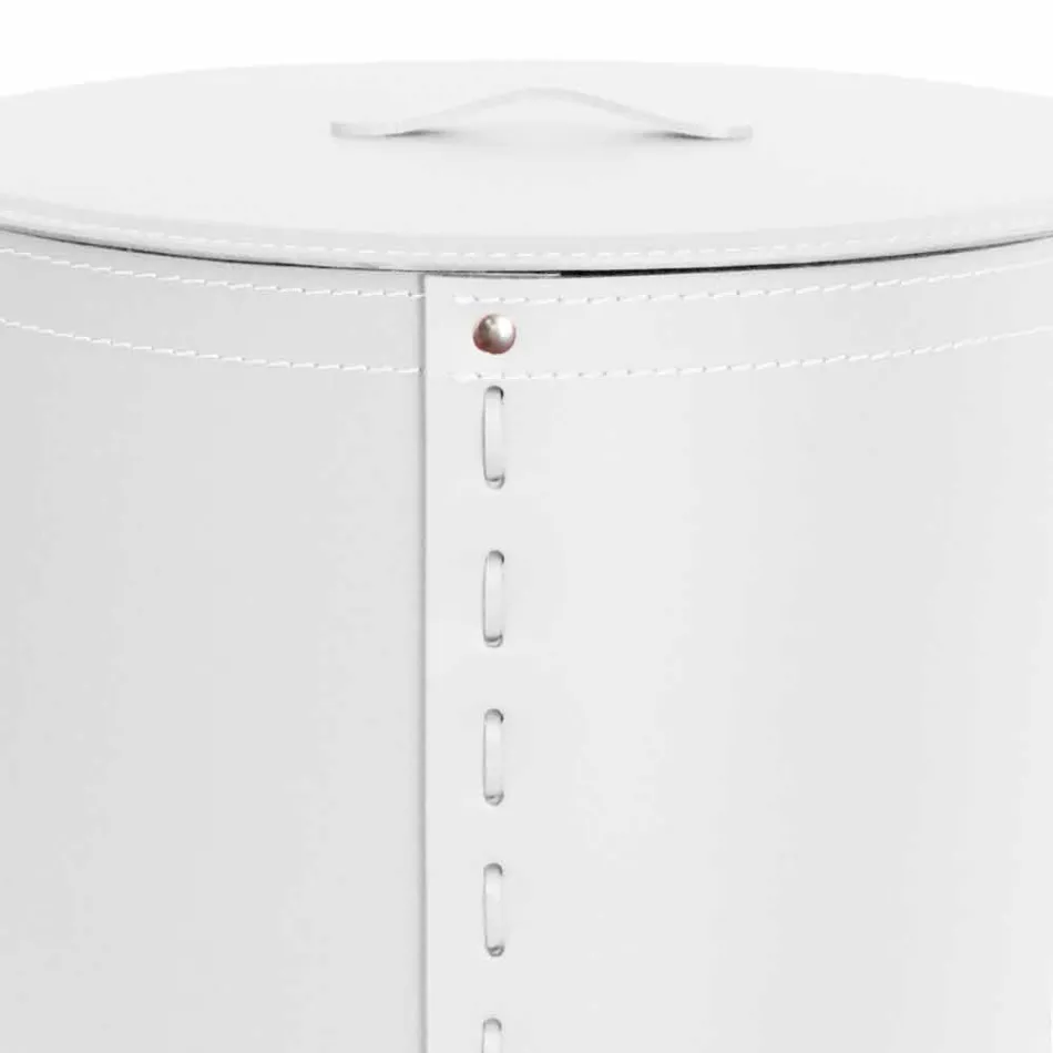 Ovale wasmand in Riky geregenereerd leer gemaakt in Italië Viadurini