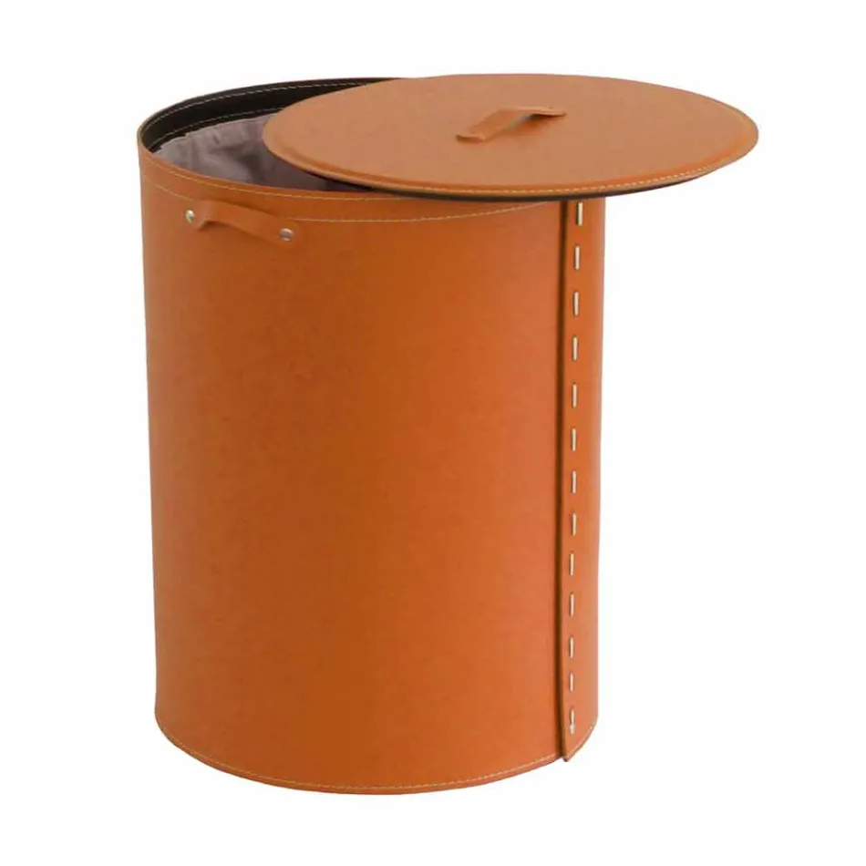 Ovale wasmand in Riky geregenereerd leer gemaakt in Italië Viadurini