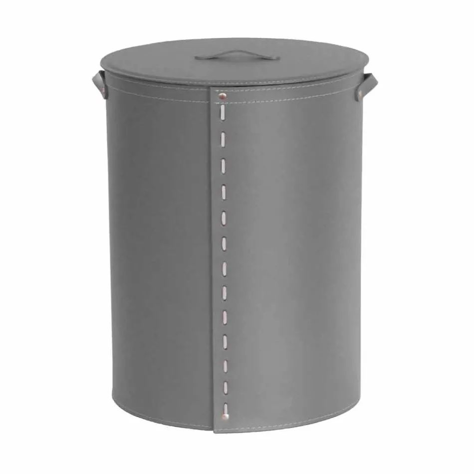 Ovale wasmand in Riky geregenereerd leer gemaakt in Italië Viadurini