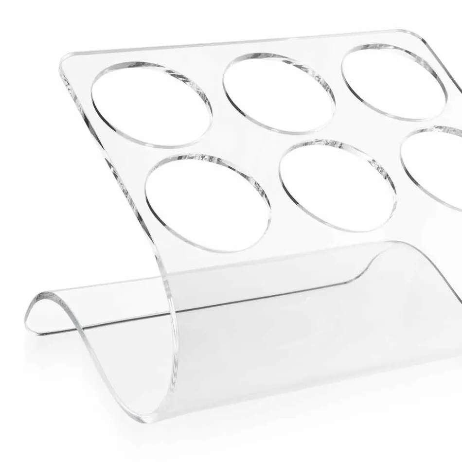 Vrijstaande flessenhouder voor 6 flessen in transparant plexiglas - Tanatin Viadurini