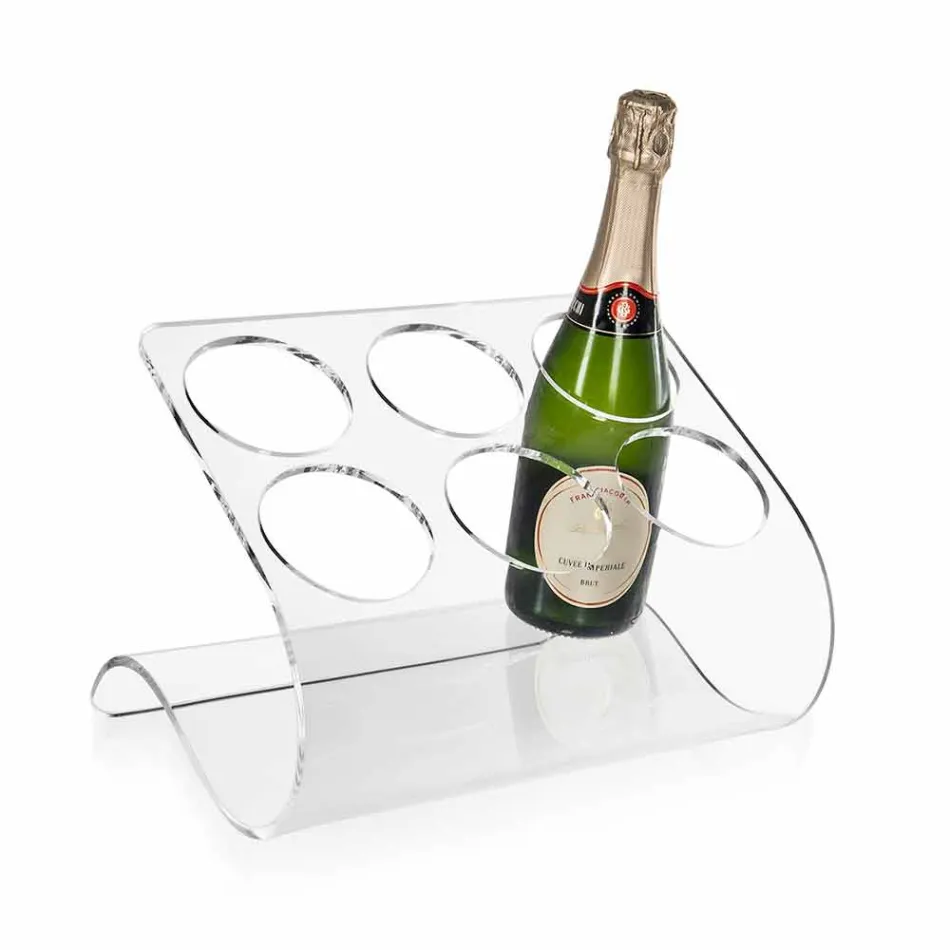 Vrijstaande flessenhouder voor 6 flessen in transparant plexiglas - Tanatin Viadurini