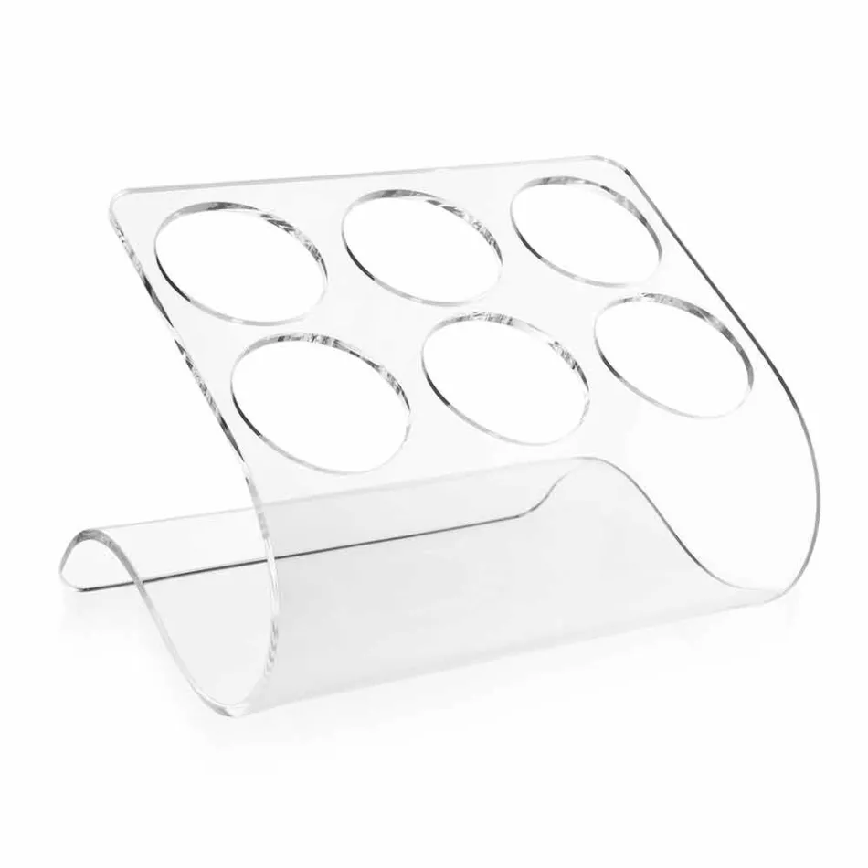 Vrijstaande flessenhouder voor 6 flessen in transparant plexiglas - Tanatin Viadurini