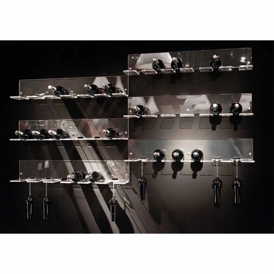 Wandfleshouder voor 6 flessen in plexiglas Made in Italy - Canberra Viadurini