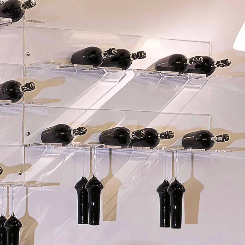 Wandfleshouder voor 6 flessen in plexiglas Made in Italy - Canberra Viadurini
