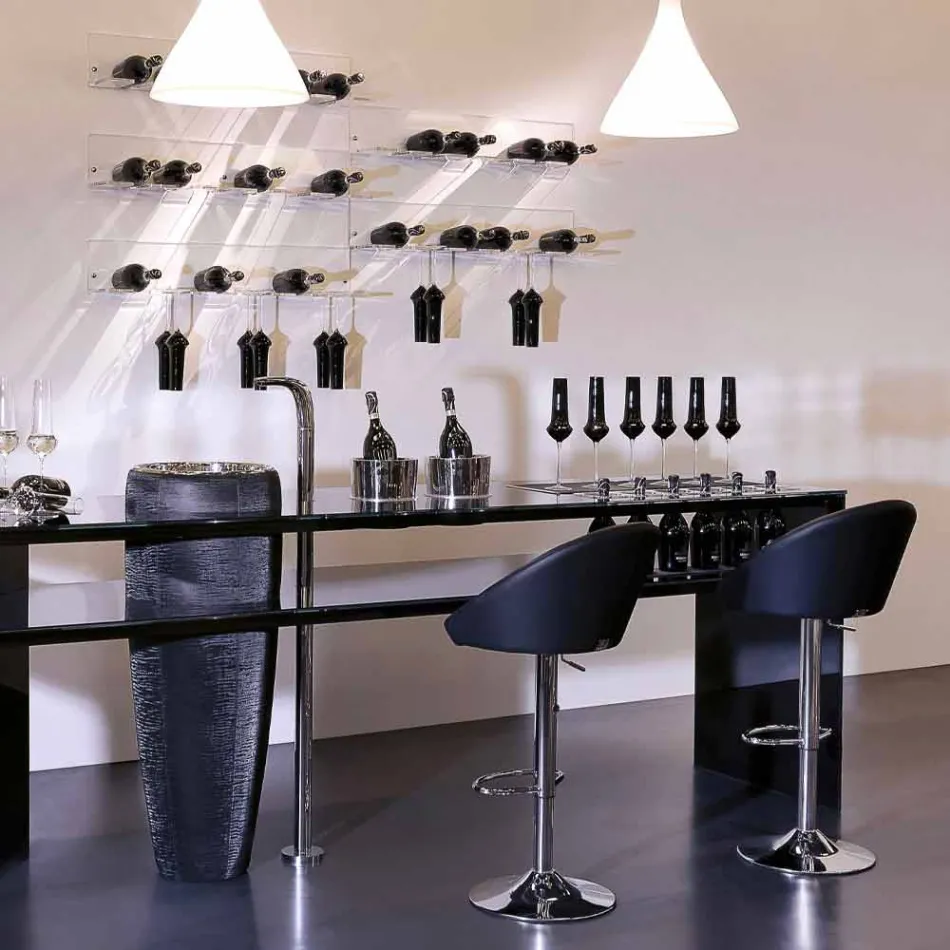 Wandfleshouder voor 6 flessen in plexiglas Made in Italy - Canberra Viadurini