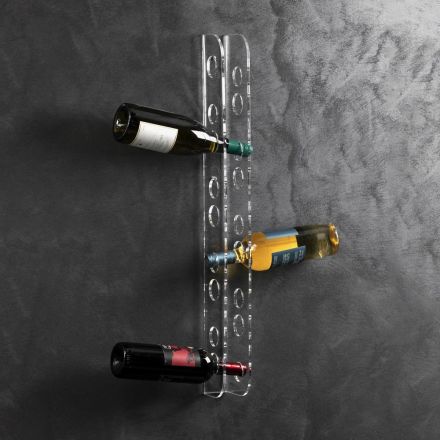 Wijnfleshouder voor wandmontage in transparant acrylkristal - Geppino Viadurini