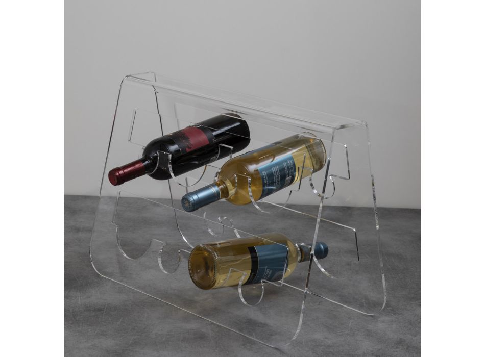 Wijnfleshouder op de vloer in transparant acrylkristal - Dappino Viadurini