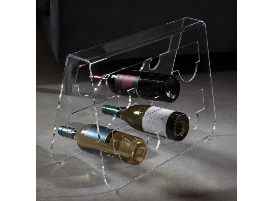 Wijnfleshouder op de vloer in transparant acrylkristal - Dappino Viadurini
