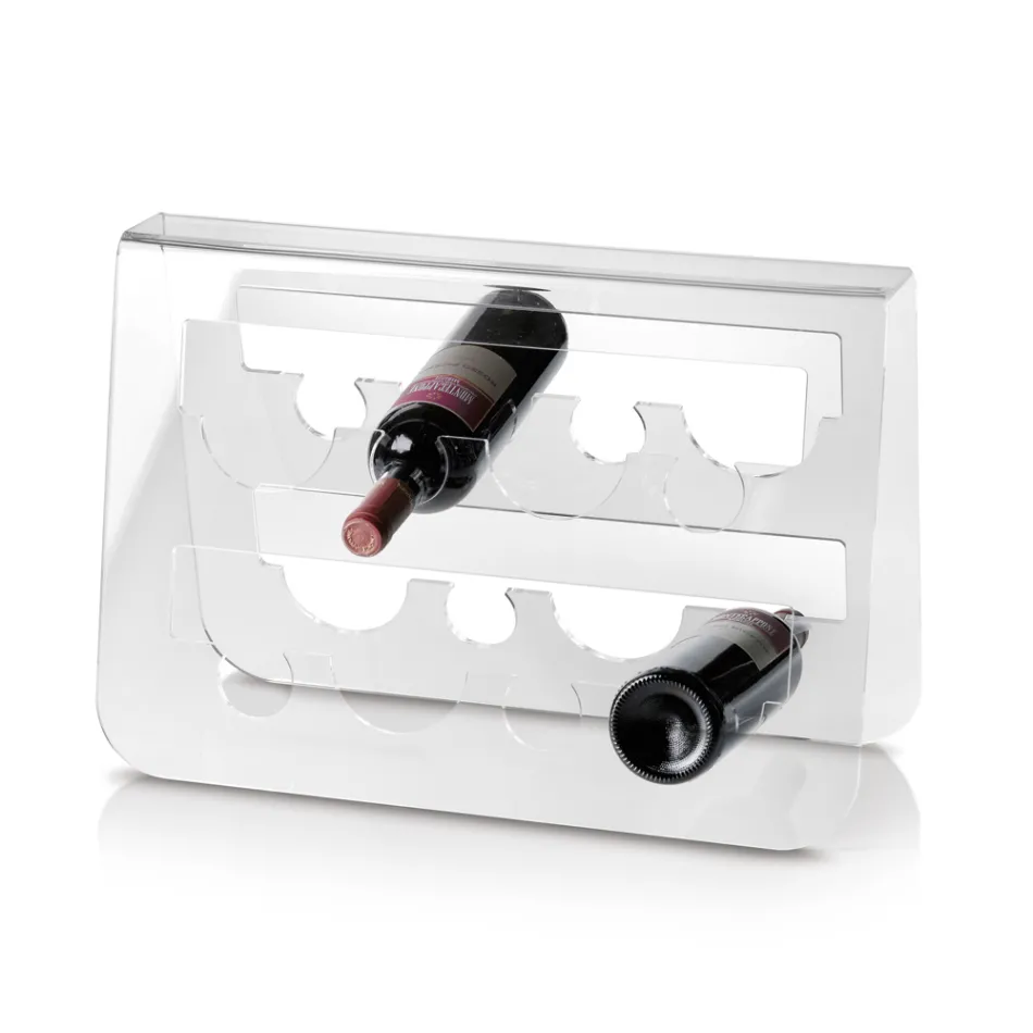 Wijnfleshouder op de vloer in transparant acrylkristal - Dappino Viadurini