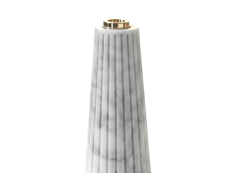Design kandelaar in gestreept wit Carrara-marmer en messing - Amenia Viadurini