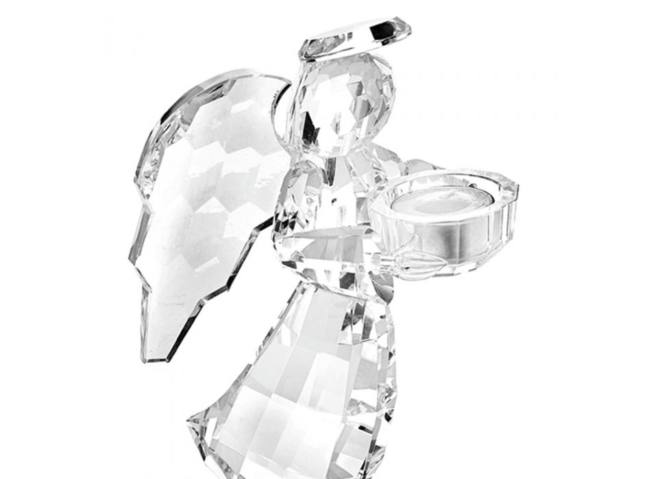 Italiaanse luxe kristallen kaarsenhouder in de vorm van een engel - Paqui Viadurini
