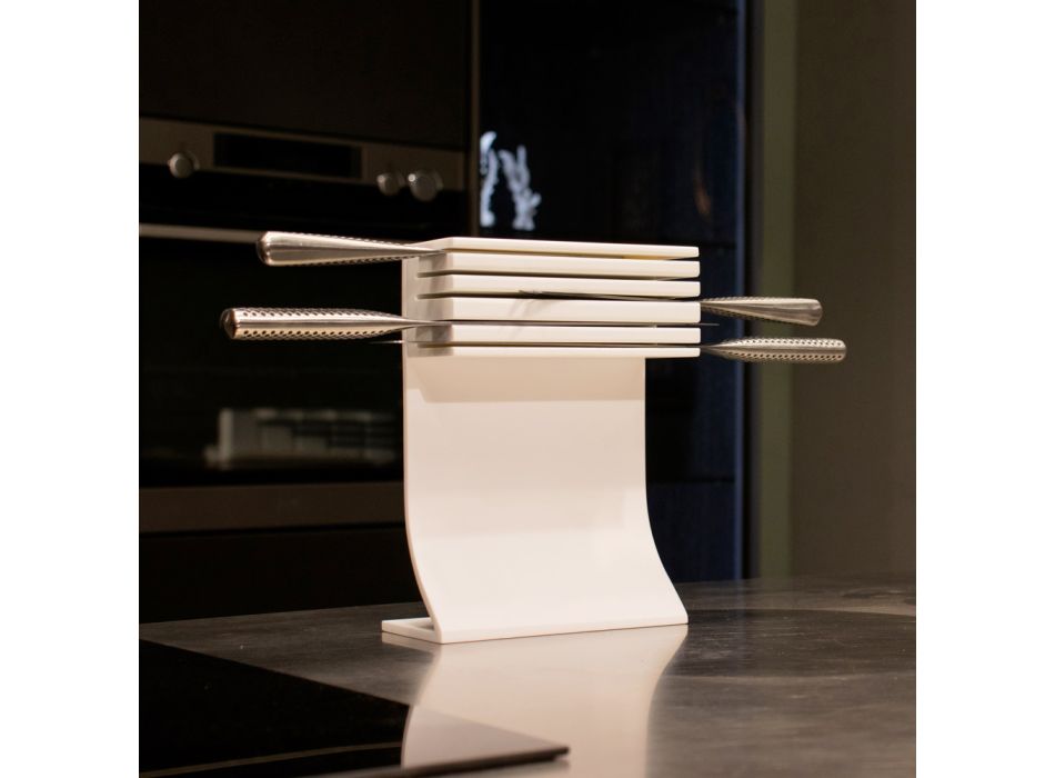 Keukenmeshouder in wit Corian Made in Italy Design - Ivanova Viadurini