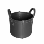 Cilindrische houtblokkenhouder in geregenereerd leer met Tonda Firestyle-wielen Viadurini