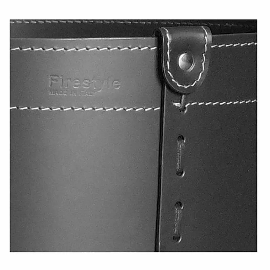 Cilindrische houtblokkenhouder in geregenereerd leer met Tonda Firestyle-wielen Viadurini