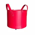 Cilindrische houtblokkenhouder in geregenereerd leer met Tonda Firestyle-wielen Viadurini