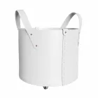 Cilindrische houtblokkenhouder in geregenereerd leer met Tonda Firestyle-wielen Viadurini