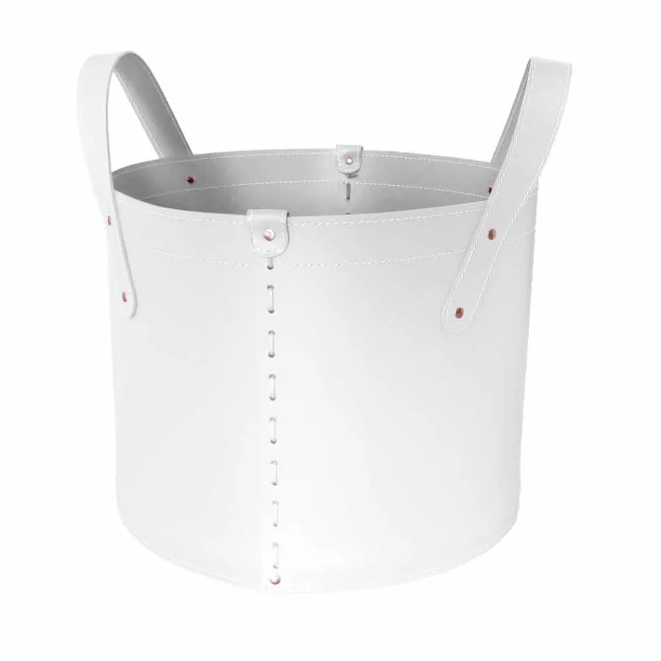 Cilindrische houtblokkenhouder in geregenereerd leer met Tonda Firestyle-wielen Viadurini