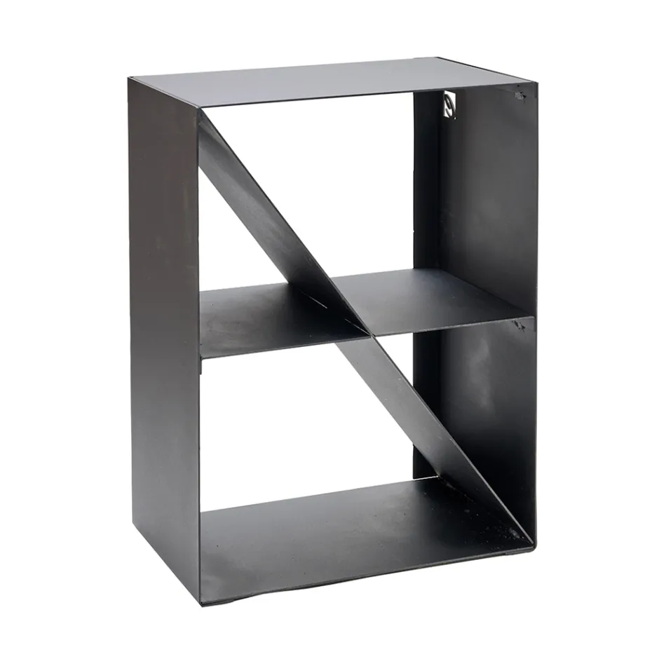 Haardhouthouder met schuine stang in zwart geverfd staal Gemaakt in Italië - Fiamme Viadurini