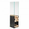 Interne houten houder Modern ontwerp in staal en glas Made in Italy - Mistral