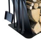 Brandhouthouder voor binnen in staal met 3 accessoires Made in Italy - Nelumbo Viadurini
