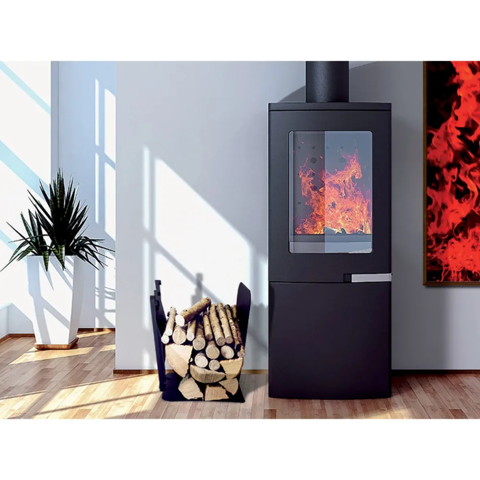 Brandhouthouder voor binnen in staal met 3 accessoires Made in Italy - Nelumbo Viadurini