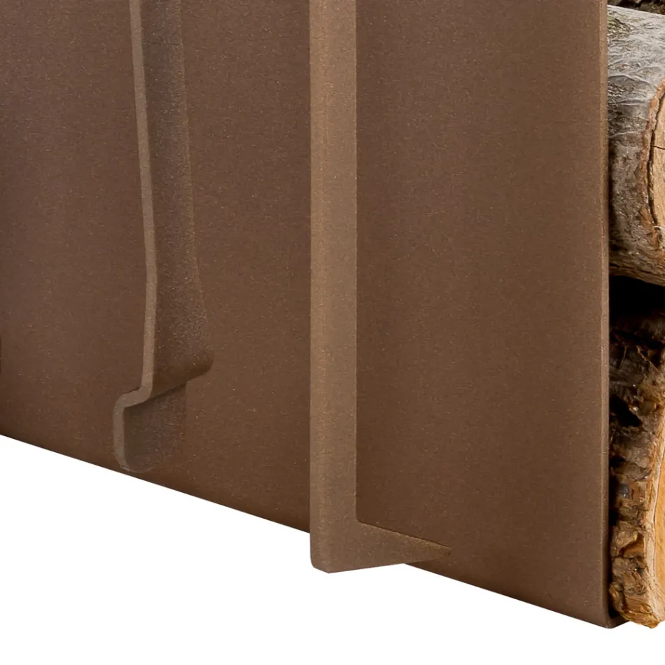 Indoor brandhout houder in bruin staal gemaakt in Italië met gereedschap - Volturno Viadurini