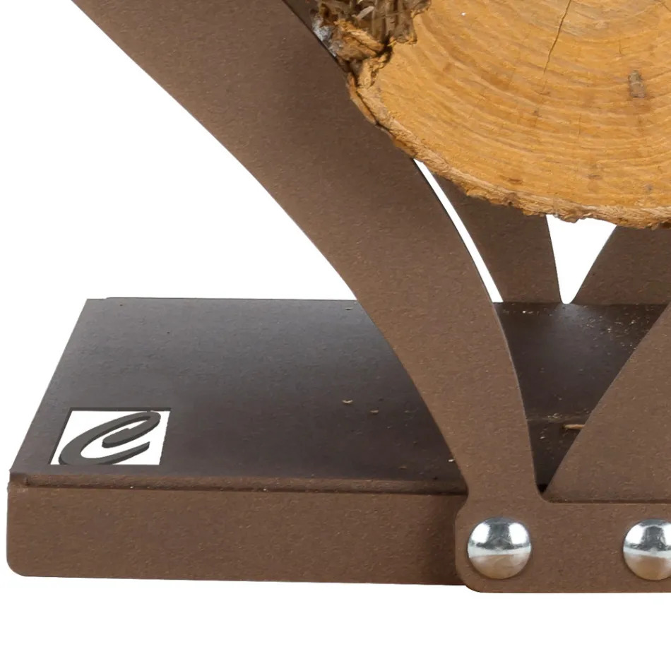 Houten houder voor binnen in bruin staal gemaakt in Italië - genegenheid Viadurini