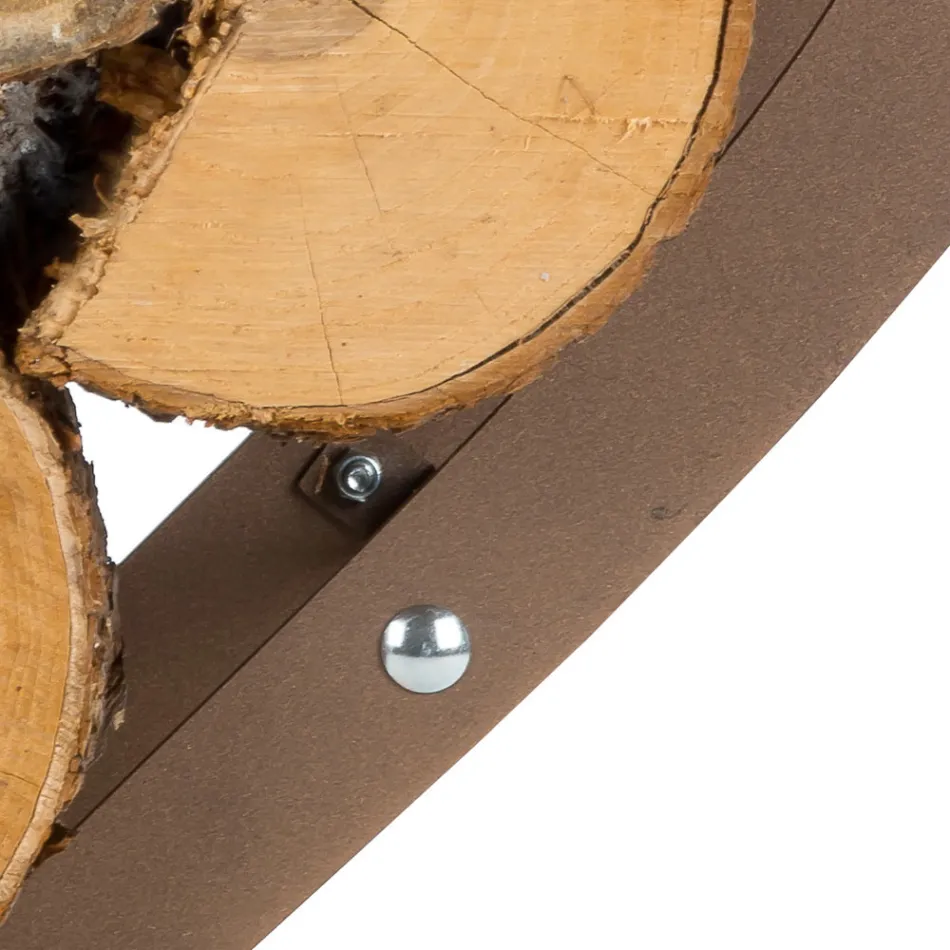 Houten houder voor binnen in bruin staal gemaakt in Italië - genegenheid Viadurini